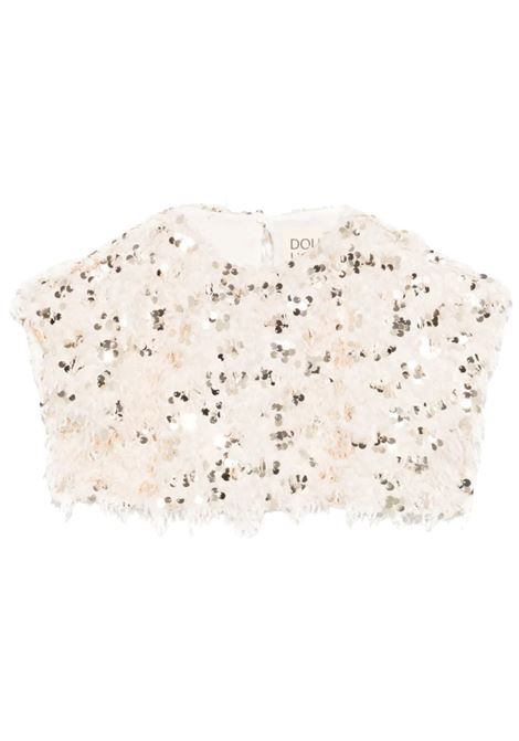 Top bambina panna con paillettes Dou dou | DW5A51/MAPANNA
